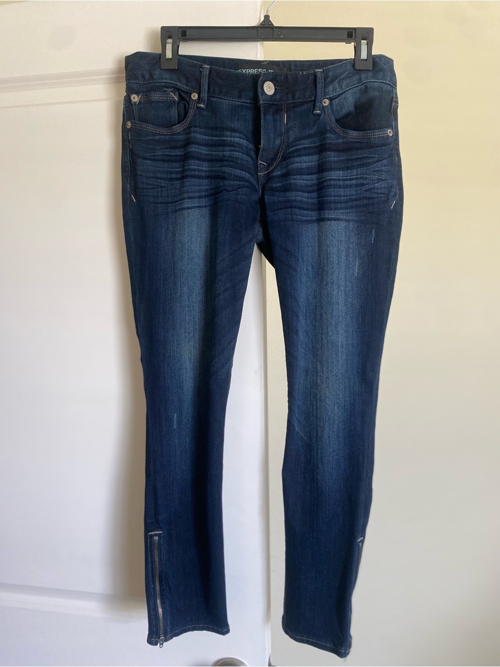 Express Navy Skinny Jeans with Ankle Zips